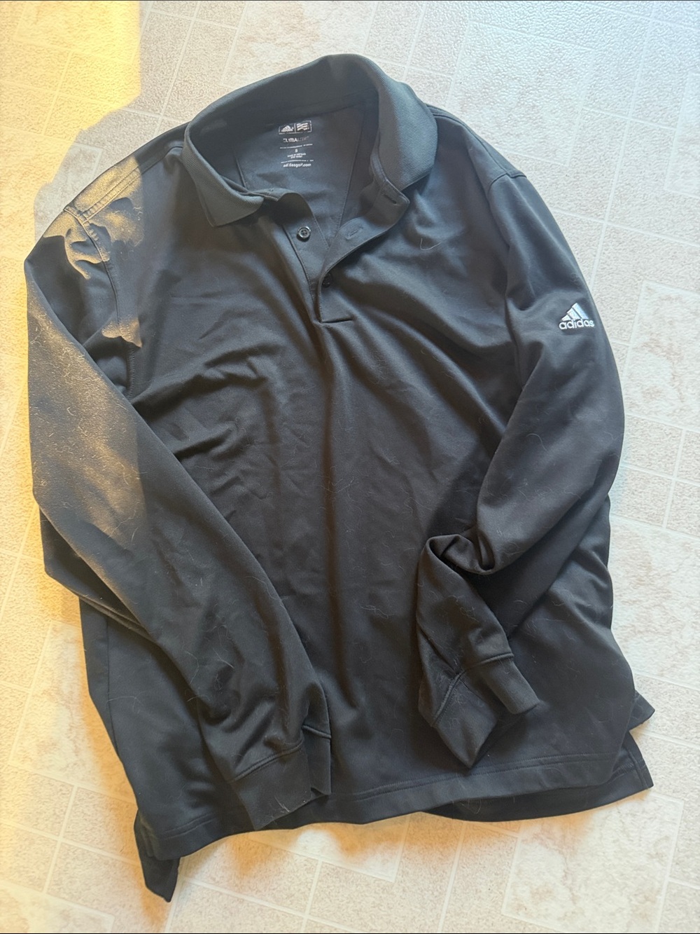 adidas Men’s Black Long-Sleeve Polo Shirt